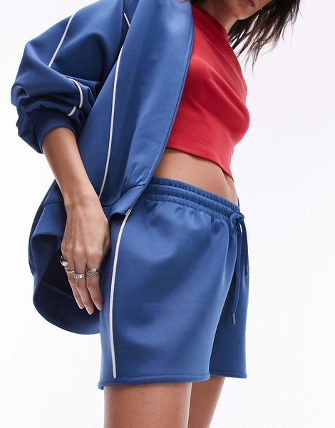 Topshop sporty pictot running shorts in mid blue - part of a set