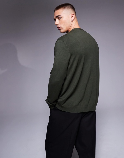 ASOS DESIGN knitted cardigan in dark green - part of a set