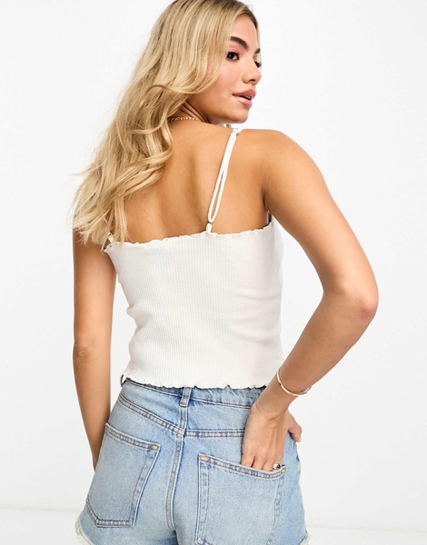 Pieces lettuce hem cami in white