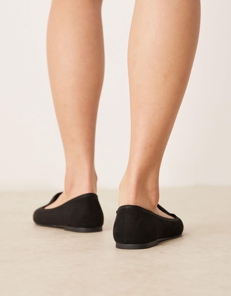 ASOS DESIGN Wide Fit Lakeside ballet flats in black suedette