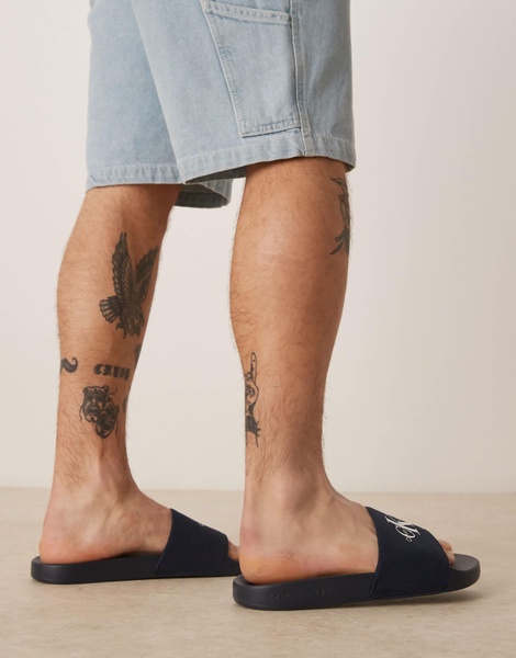 Calvin Klein Jeans large logo slides in navy