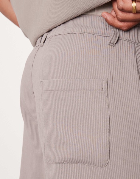 Bershka wide leg plisse pants in light brown - part of a set