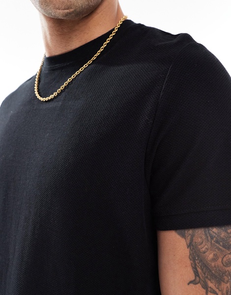 Bershka textured T-shirt in black - part of a set