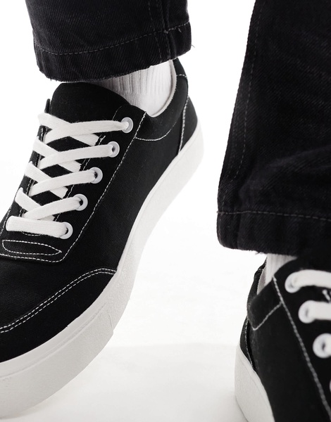 ASOS DESIGN plimsoll sneakers in black