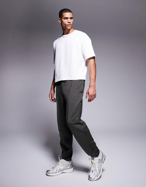 ASOS DESIGN tapered scuba sweatpants in khaki