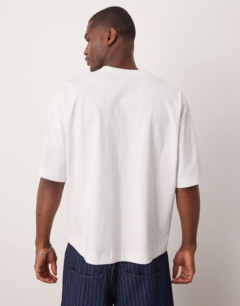 ASOS DESIGN heavyweight oversized T-shirt with notch neck detail in white