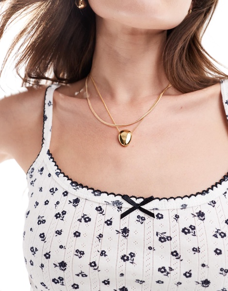 Bershka pointelle tank top in blue ditsy print - part of a set