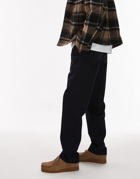 Arket relaxed fit pants with flat front in dark blue