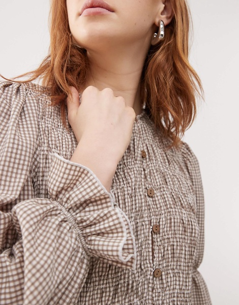 Reclaimed Vintage shirt with shirring in check