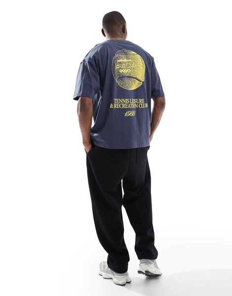 ASOS DESIGN oversized T-shirt with sports graphic in navy