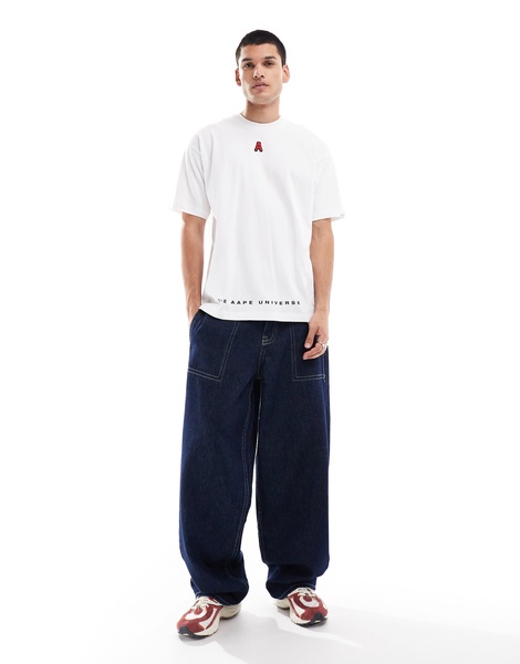 Aape by A Bathing Ape embossed logo t-shirt in white