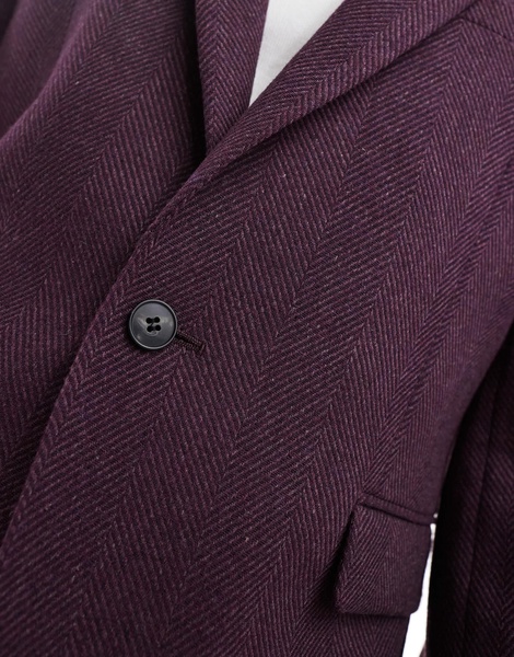ASOS DESIGN wedding slim suit jacket in wool herringbone