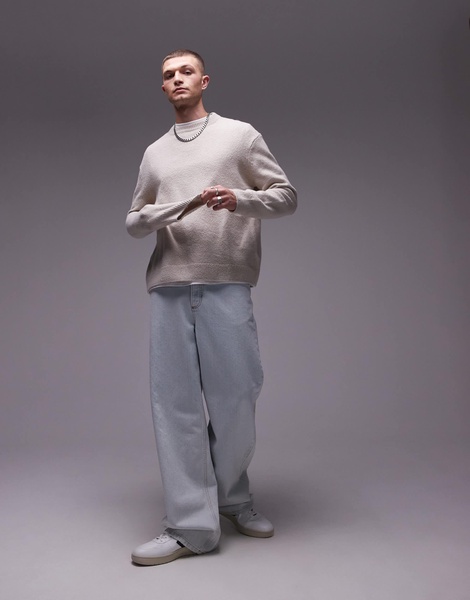 ARKET knit crew neck sweater in beige
