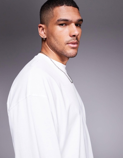 ASOS DESIGN oversized boxy long sleeve T-shirt with drop armhole in white