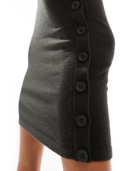 French Connection cozy knit crew neck midi pencil dress in green