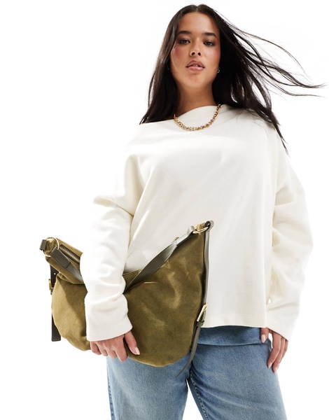 ASOS DESIGN suede scoop shoulder bag in forest green