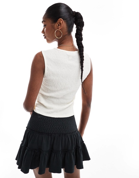 Brave Soul textured button down tank top in cream