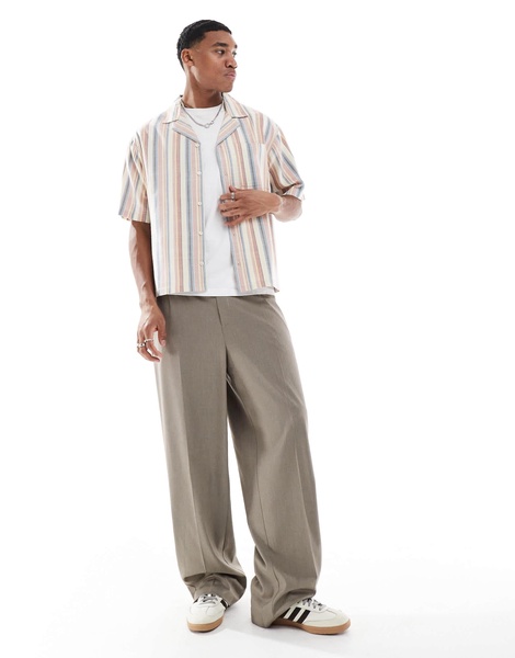 Another Influence boxy fit striped revere shirt in multi