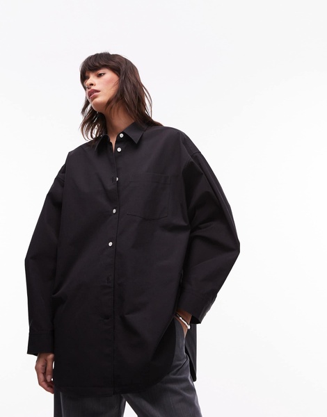 ARKET oversized structured shirt with batwing sleeves in black