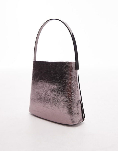 Topshop Gretel mini grab bag with metal handle in pewter