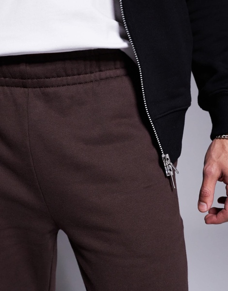 ASOS DESIGN premium heavyweight straight leg sweatpants in dark brown