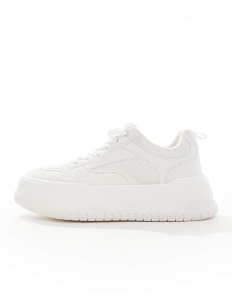 ASOS DESIGN lace up sneakers in white with chunky sole