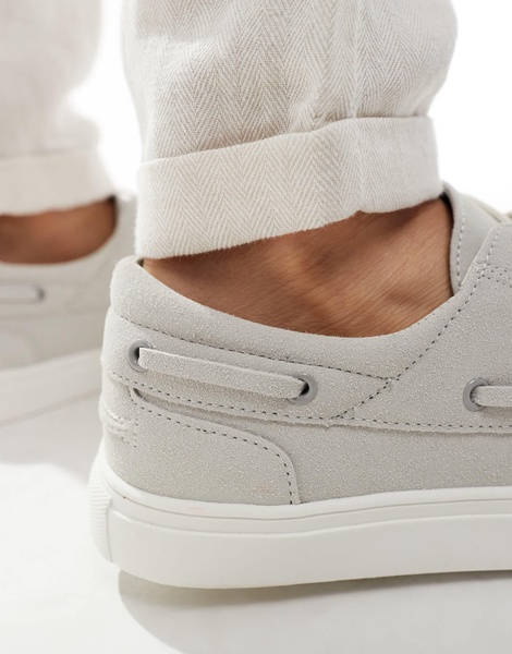 ASOS DESIGN cupsole boat shoes in gray