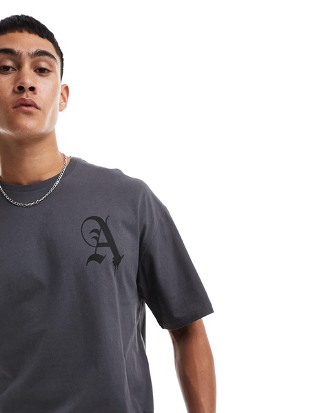 ADPT oversized T-shirt with A backprint in gray