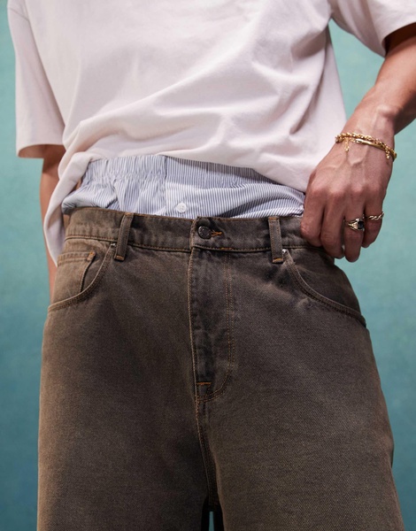 ASOS DESIGN baggy jeans in brown wash