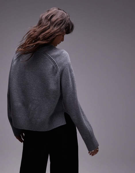 ARKET wool crew neck sweater in gray melange