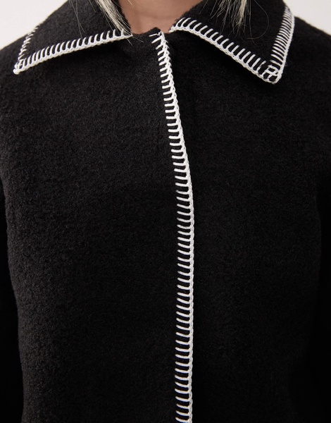 Monki short jacket in black with contrast stitching