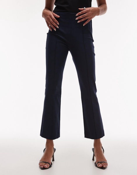 ARKET cropped slim fit straight leg pants in navy blue