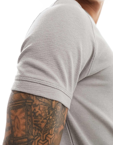 Bershka waffle textured T-shirt in gray - part of a set