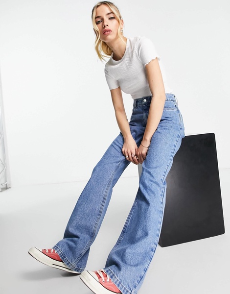 ASOS DESIGN slim fit t-shirt with lettuce edge in mixed rib in white