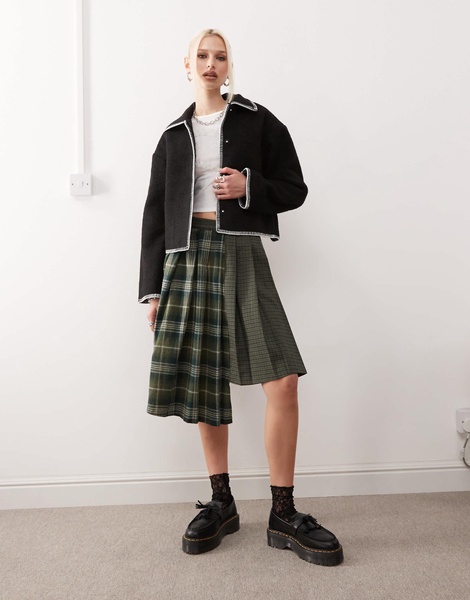 Monki short jacket in black with contrast stitching