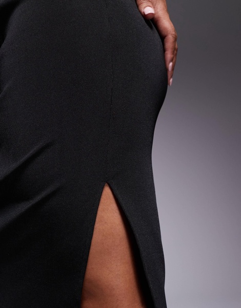 ASOS DESIGN Curve bandage midi skirt with seams in black - part of a set