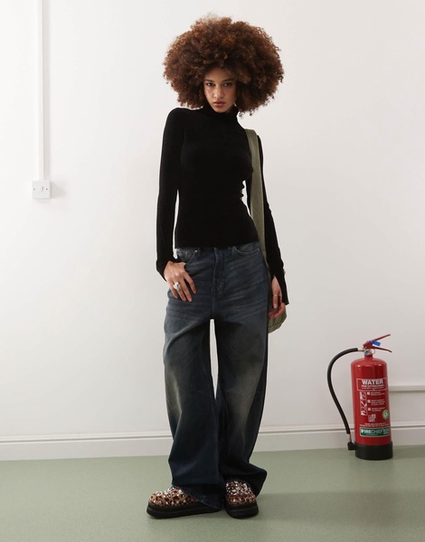 Weekday Una chenille turtleneck in black
