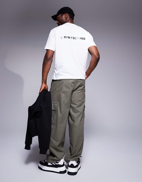 Armani Exchange t-shirt with chest and back logo in white