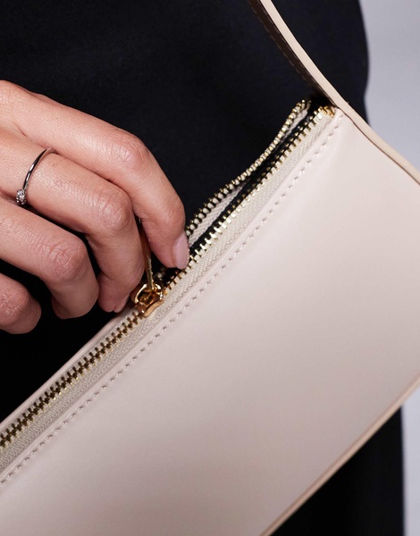 ASOS DESIGN shoulder bag with chain link strap detail in stone