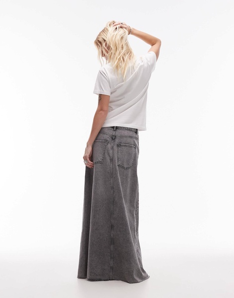 AllSaints Noir denim maxi skirt in vintage black