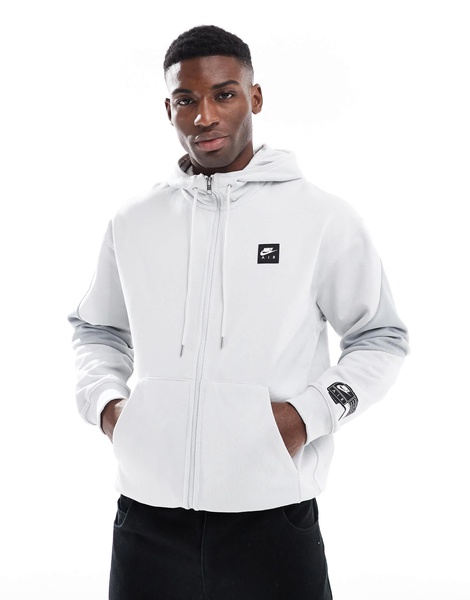 Nike Air fleece full zip hoodie in gray