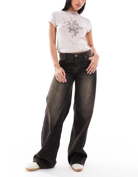 Bershka super baggy wide leg jeans in brown wash