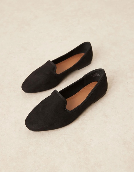 ASOS DESIGN Wide Fit Lakeside ballet flats in black suedette