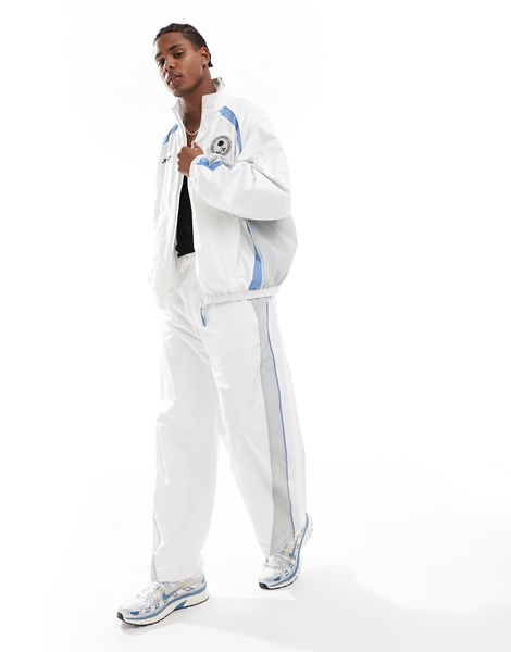 Bershka sporty panel tracksuit pants in white