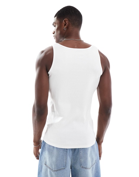 ASOS DESIGN muscle fit rib tank top with square neck in white