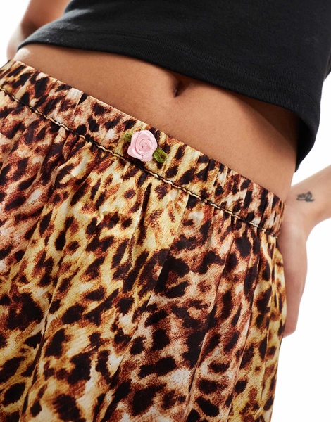Reclaimed Vintage lingerie slip skirt in leopard print