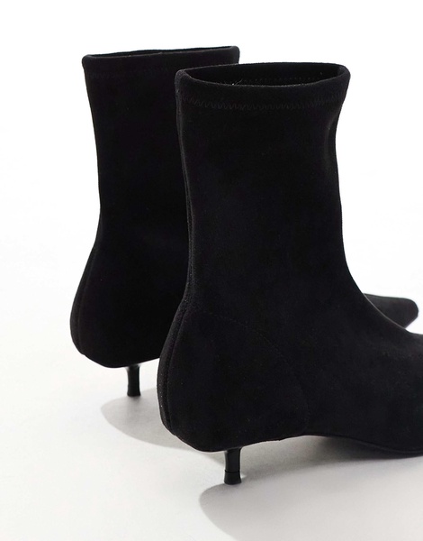 ASOS DESIGN Rhiannon extreme kitten heel sock boots in black