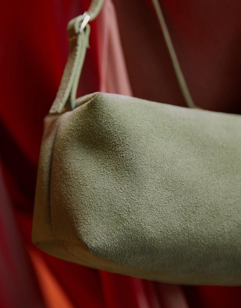 ASOS DESIGN suede buckle boxy shoulder bag in mint