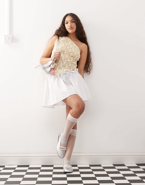 ASOS DESIGN poplin low rise micro mini skirt in white