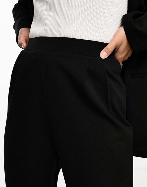 ASOS DESIGN Petite jersey tapered suit pants in black